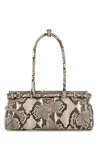 Prada Triangle-Logo Embossed Shoulder Bag
