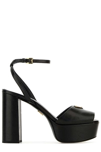 Prada Triangle-Logo High-Heeled Platform Sandals