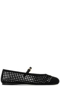 Prada Logo Plaque Crochet Ballerinas