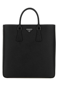 Prada Triangle-Logo Open-Top Tote Bag