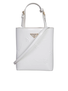Prada Triangle Logo Plaque Cylinder Shaped Tote Bag