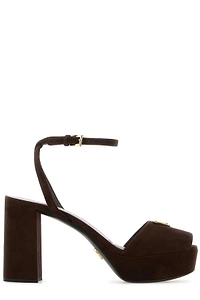 Prada Triangle-Logo Platform Sandals