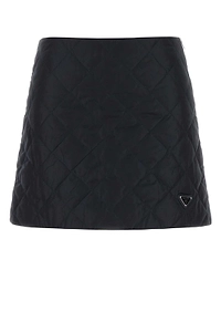 Prada Triangle-Logo Quilted Mini Skirt