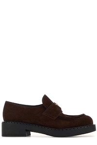 Prada Triangle-Logo Round-Toe Loafers
