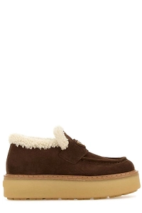 Prada Triangle-Logo Round-Toe Loafers