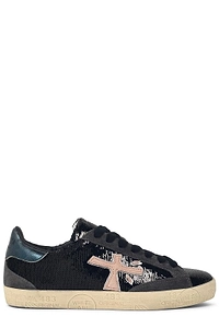 Premiata Steven Sequin-Embellished Logo Patch Sneakers