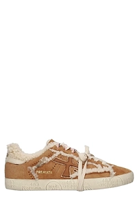 Premiata Stevend Shearling Trim Low-Top Sneakers