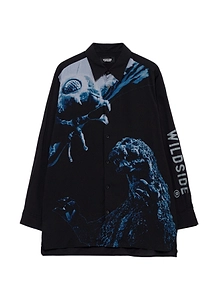 Wildside × Izumonster Mothra Vs Godzilla Rayon Shirt（Blue）
