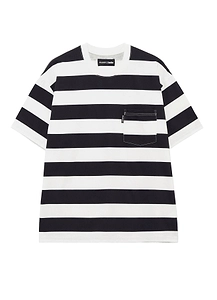 Wildside×Blue Blue Pigment Stripe T-Shirt White