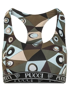 Pucci Logo-Band Printed Performance Bra
