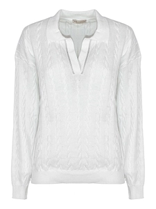 Purotatto Cable Knit Polo Sweater