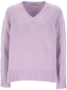 Purotatto V-Neck Ribbed Hem Knitted Sweater