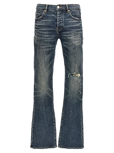 Purple 1 Year Dirty Fade Flare Jeans