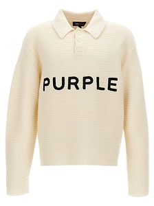 Purple Logo Embroidery Knit Sweater