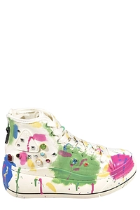 R13 Embellished Paint-Splatter High-Tops