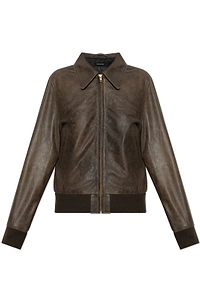R13 Ribbed Trim Leather Jacket