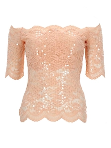 Rabanne Sequined Lace Off-Shoulder Top