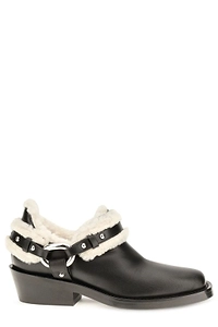 Rabanne Shearling-Trim Biker Ankle Boots