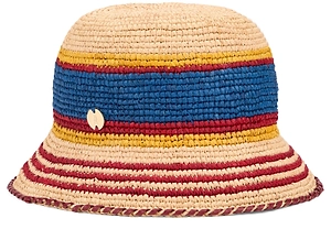 Rabanne Striped Raffia Bucket Hat