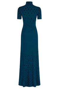 Rabanne Turtleneck Studded Embellishment Maxi Dress