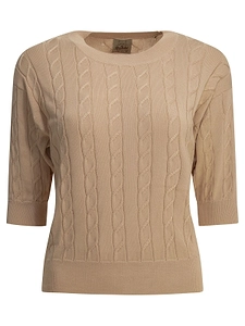 Rakki Almeria Cable-Knit 3/4-Sleeve Sweater