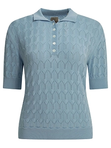 Rakki California Openwork Polo Knitted Top