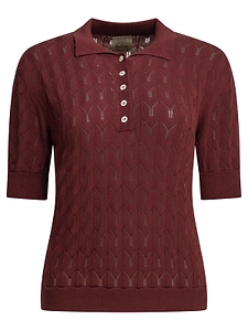Rakki California Openwork Polo Knitted Top