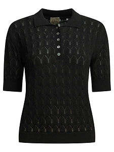Rakki California Openwork Polo Knitted Top