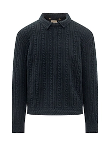 Rakki Textured Knit Polo Sweater