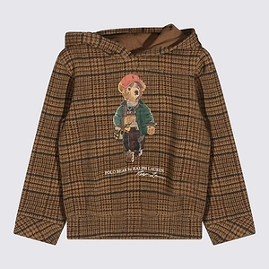 Ralph Lauren Kids Checked Polo Bear Hooded Sweater