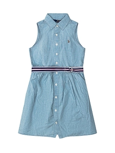 Polo Ralph Lauren Kids Polo Pony Embroidered Sleeveless Denim Dress