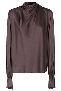 Raquel Diniz Moona Draped Long-Sleeve Top