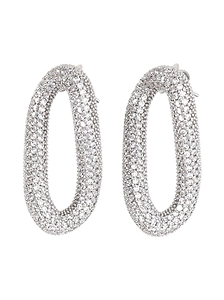 Rasna Bijoux Pave Oval Hoop Earrings