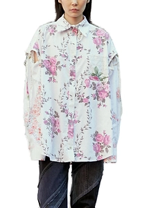 Rave Review Eli Flower Printed Cut-Out Shirt