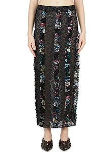 Rave Review Idun Ruffled Trim Lace Midi Skirt