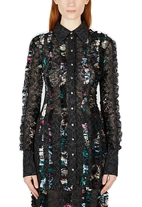 Rave Review Yrsa Ruffled-Trim Lace Shirt