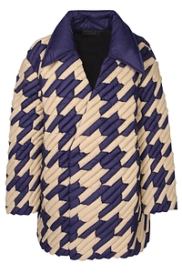 Raxxy Houndstooth Wide Collar Down Jacket