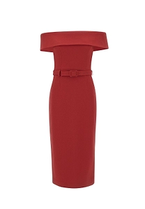 Rebecca Vallance Precious Belted Off-Shoulder Dress