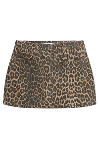 Re/Done Animal Print Denim Mini Skirt