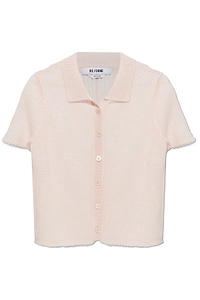 Re/Done Amelia Textured Short-Sleeve Cardigan