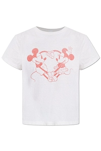 Re/Done Mickey Printed Crewneck T-Shirt