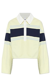 Re/Done Striped Long-Sleeved Polo Shirt