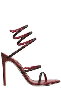 René Caovilla Crystal Spiral Heeled Sandals