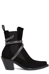 René Caovilla Embellished Pointed Toe Ankle Boots