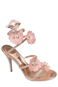 René Caovilla Floral Embellished Heeled Sandals