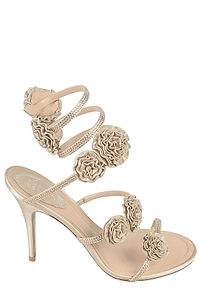 René Caovilla Floral Spiral Heeled Sandals