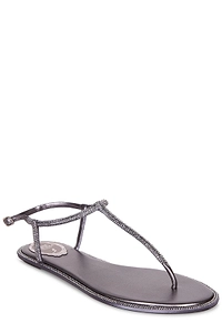Rene Caovilla Embellished T-Strap Flat Sandals