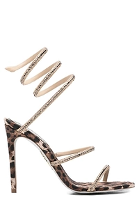 René Caovilla Leopard Printed Embellished Sandals