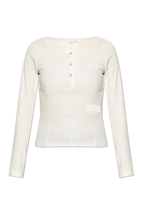 Rethinkit Studios Henley Ribbed Long Sleeve Top