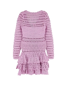Retrofete Crochet Ruffled Knitted Dress